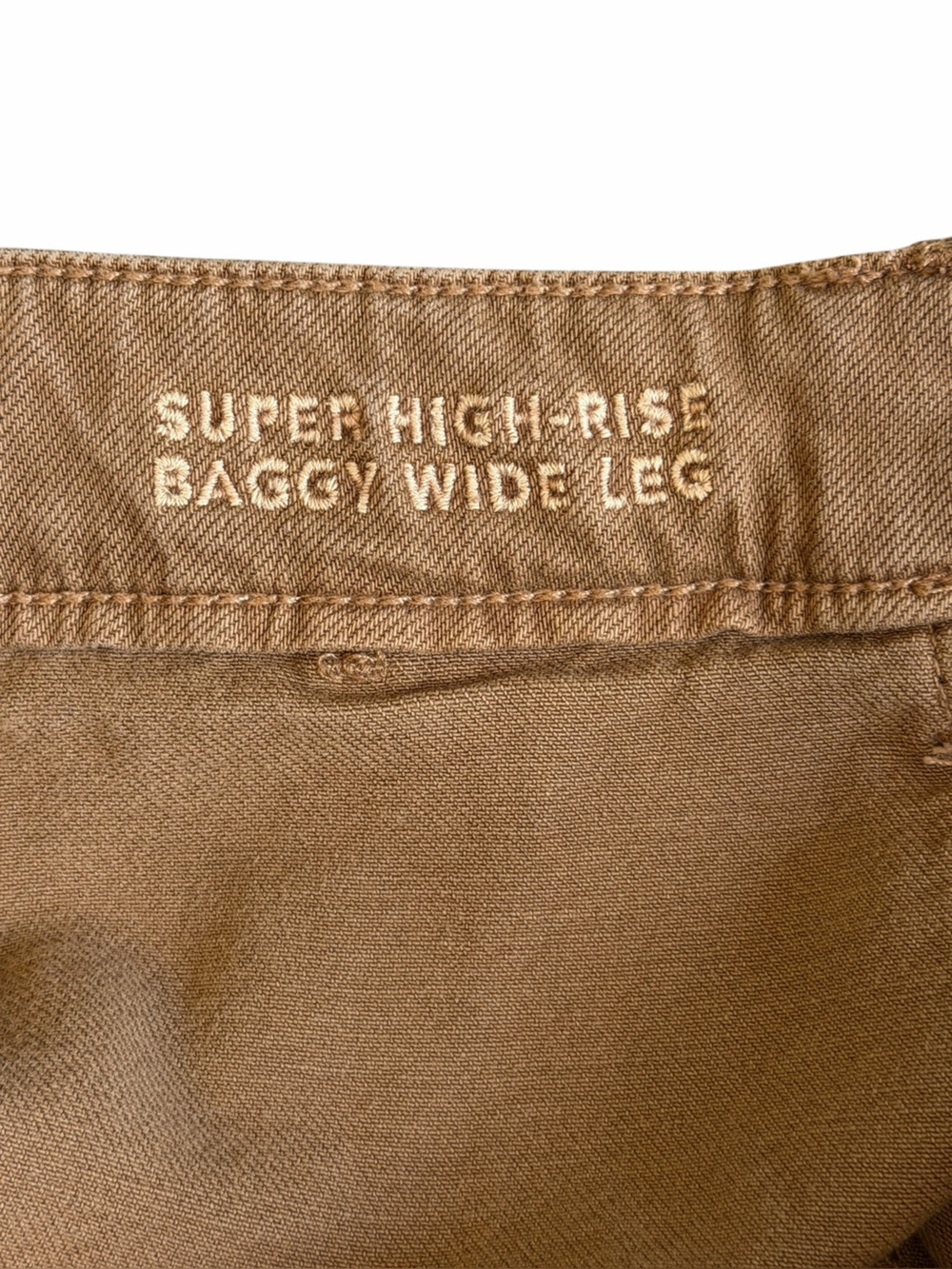American Eagle Super High-Rise Baggy Wide Leg Pants Tan Size 6 #2310 - Picture 7 of 8